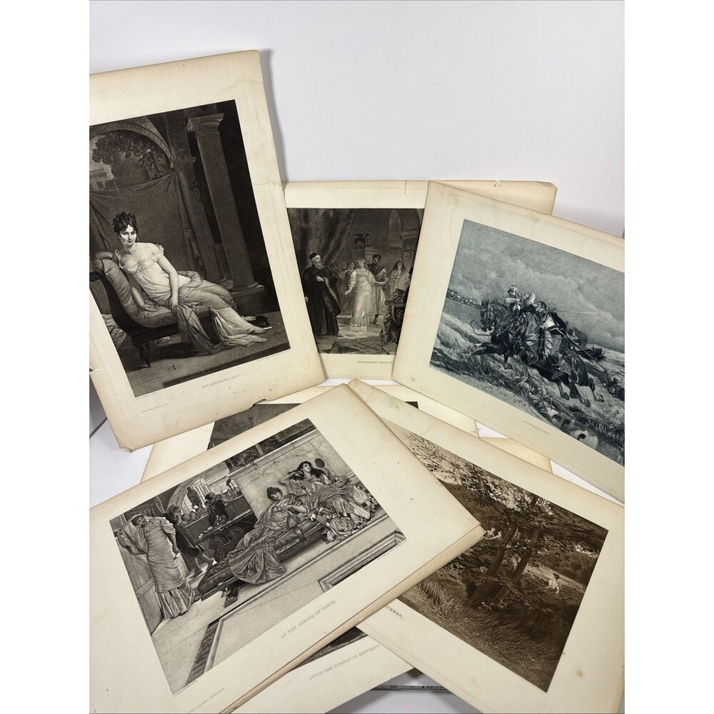 Antique 19th Century Photogravure Art Prints Lot of 11 – Classical & Victorian